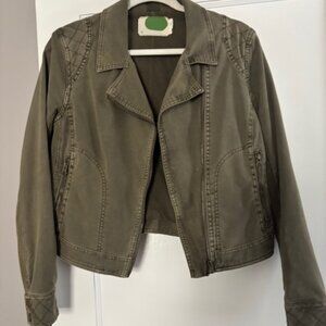 Anthropologie cotton blend moto jacket